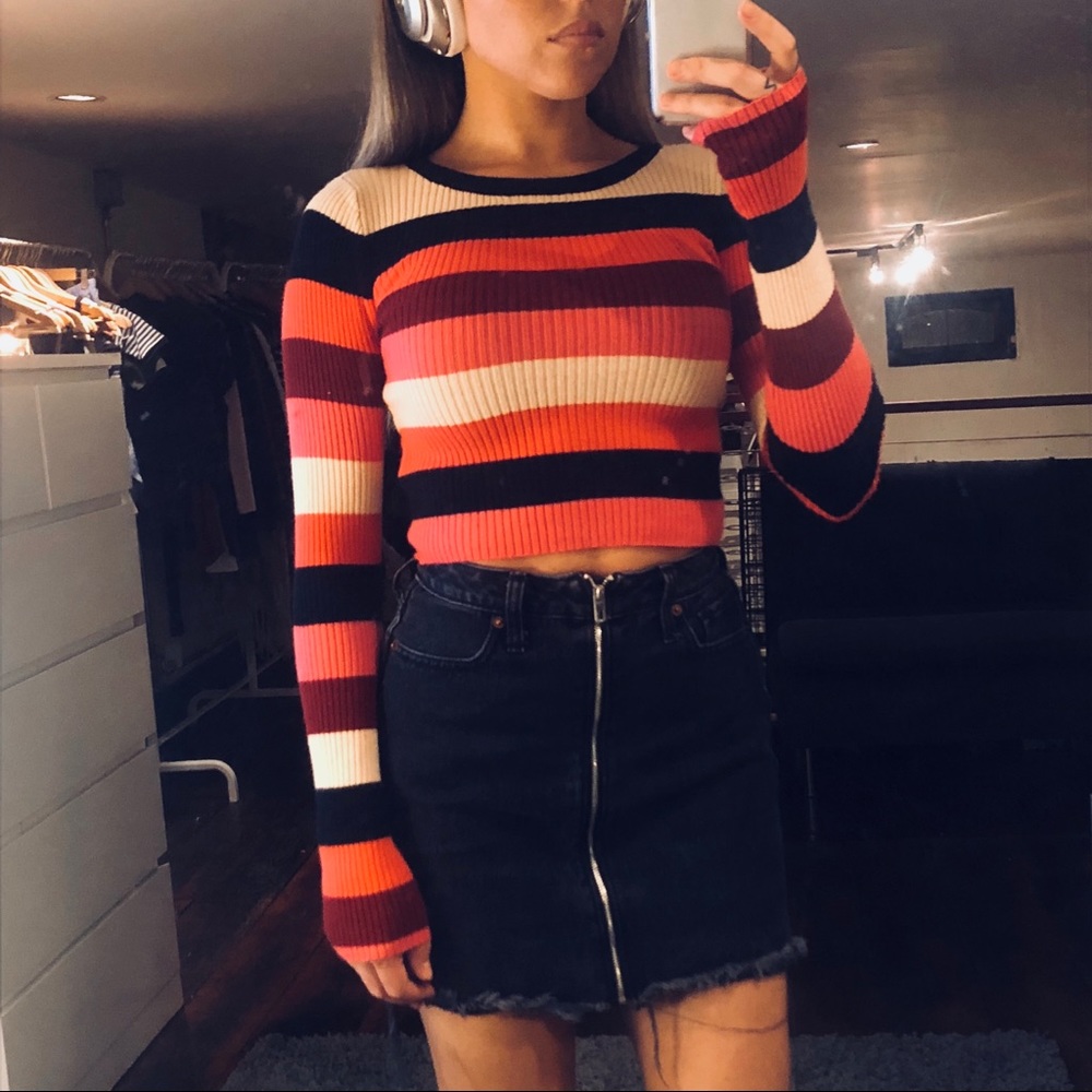 Striped sweater crop top